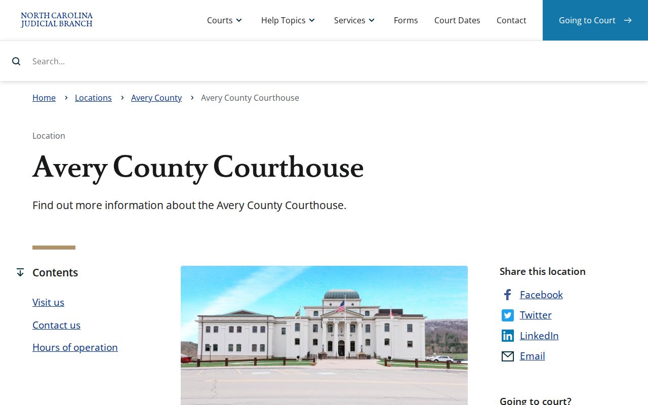 Avery County courthouse for detention center release record confirmation