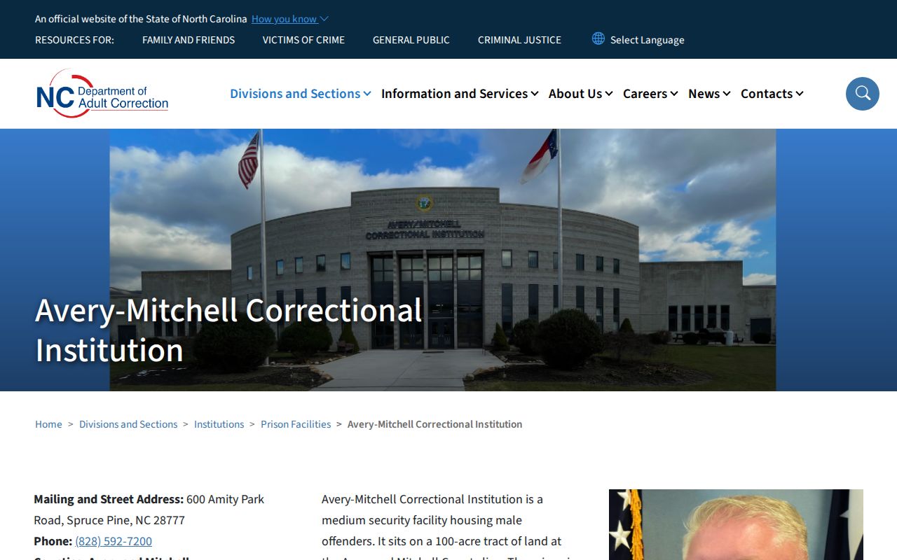 Avery-Mitchell Correctional Institution release and facility information