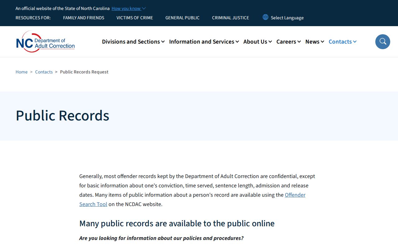 DAC public records request for Avery-Mitchell release records