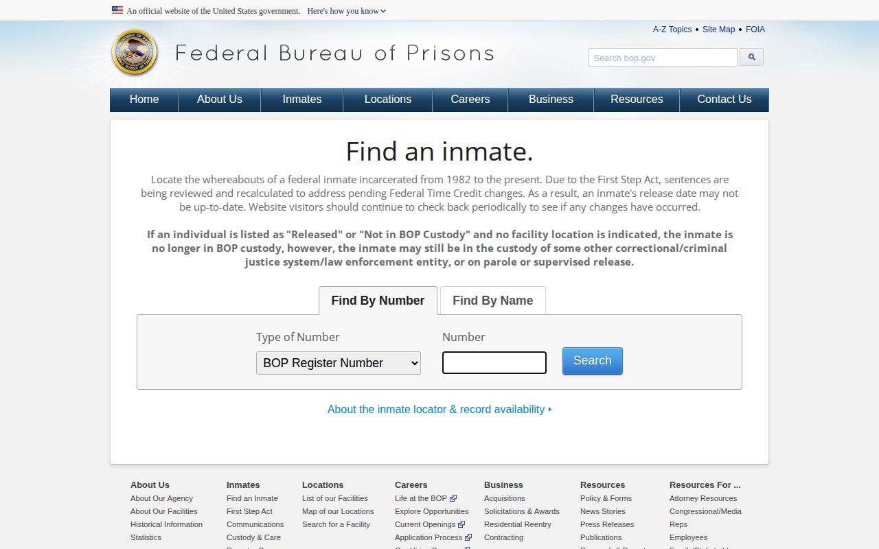 Avery County federal released inmate BOP locator