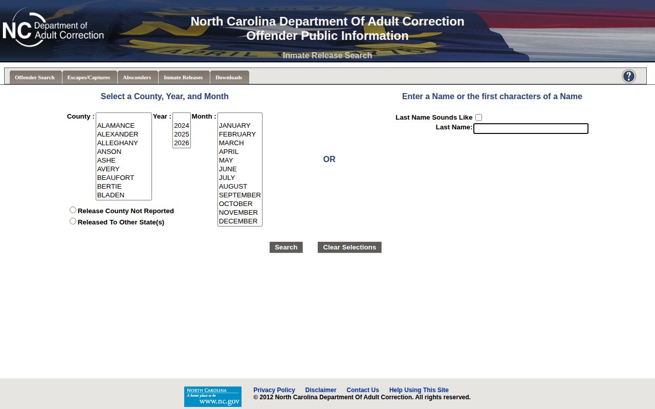 Avery County released inmates DAC state release search