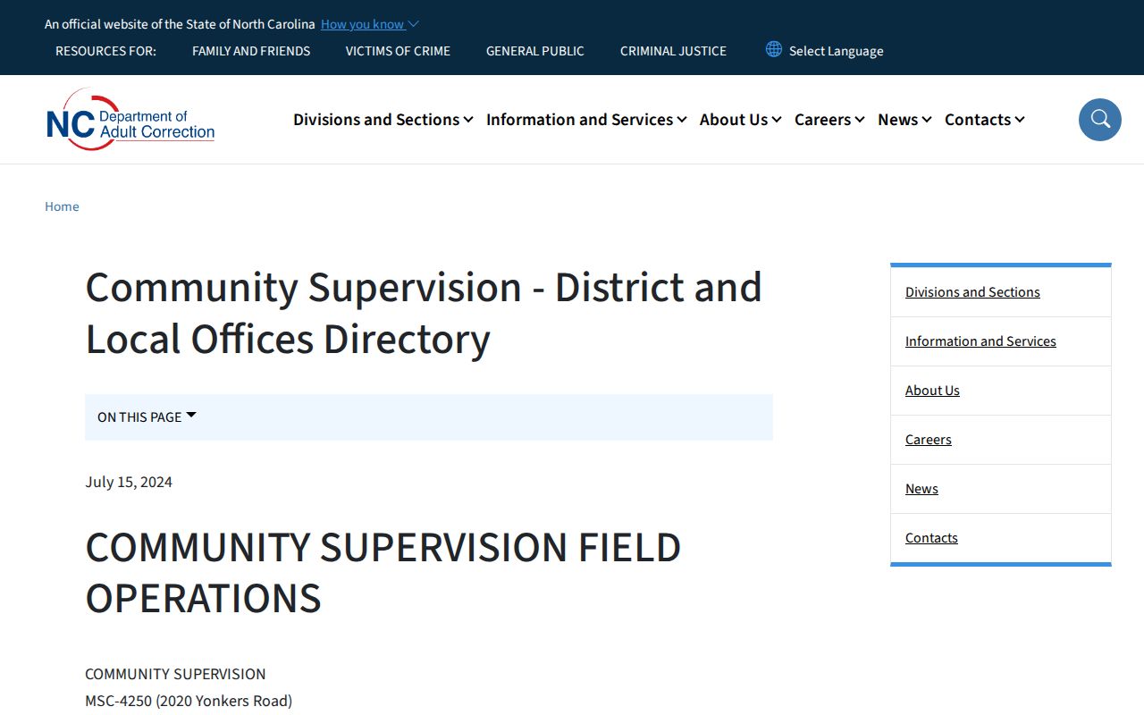 Avery County parole and probation Community Supervision office lookup